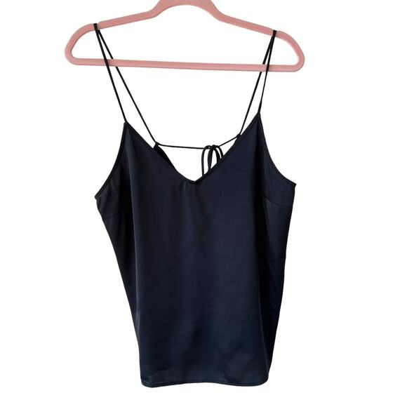STARS ABOVE Black Satin Cami Tank Back Tie Womens M Y2K Going Out - Picture 1 of 5